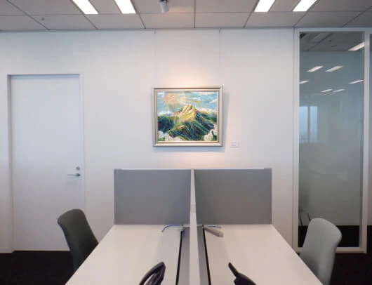 Artwork displayed in an office